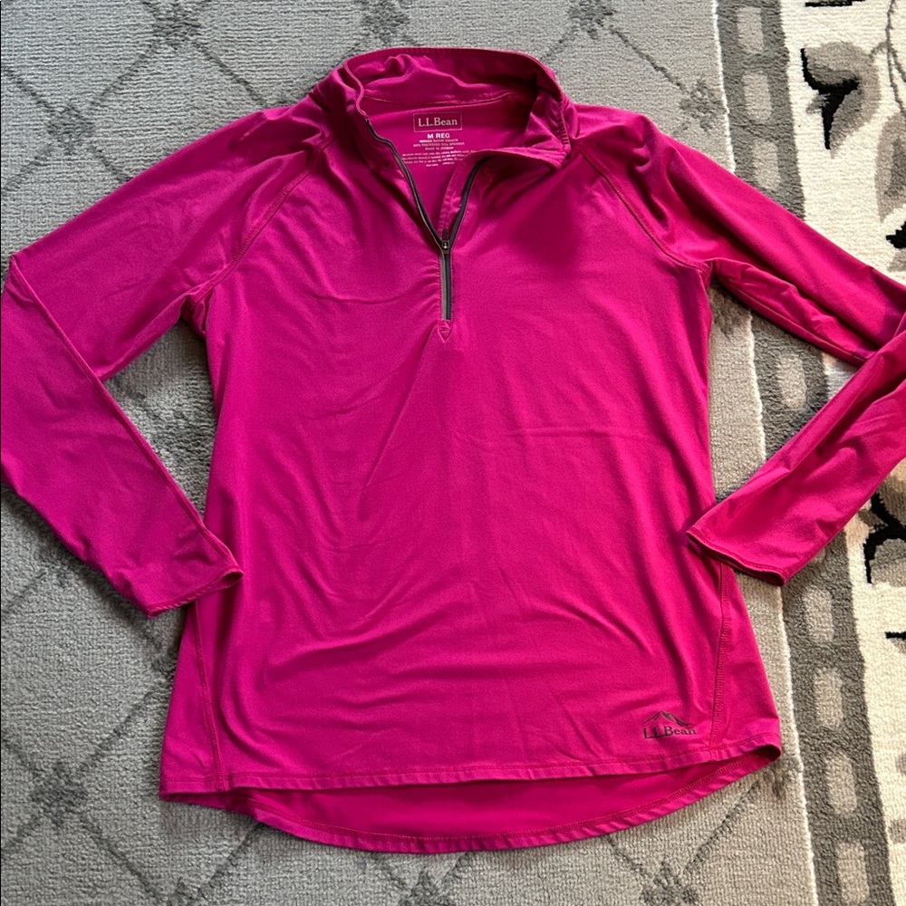 L.L. Bean Bright Fuchsia Quarter-Zip Performance Pullover